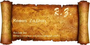 Remes Zajzon névjegykártya